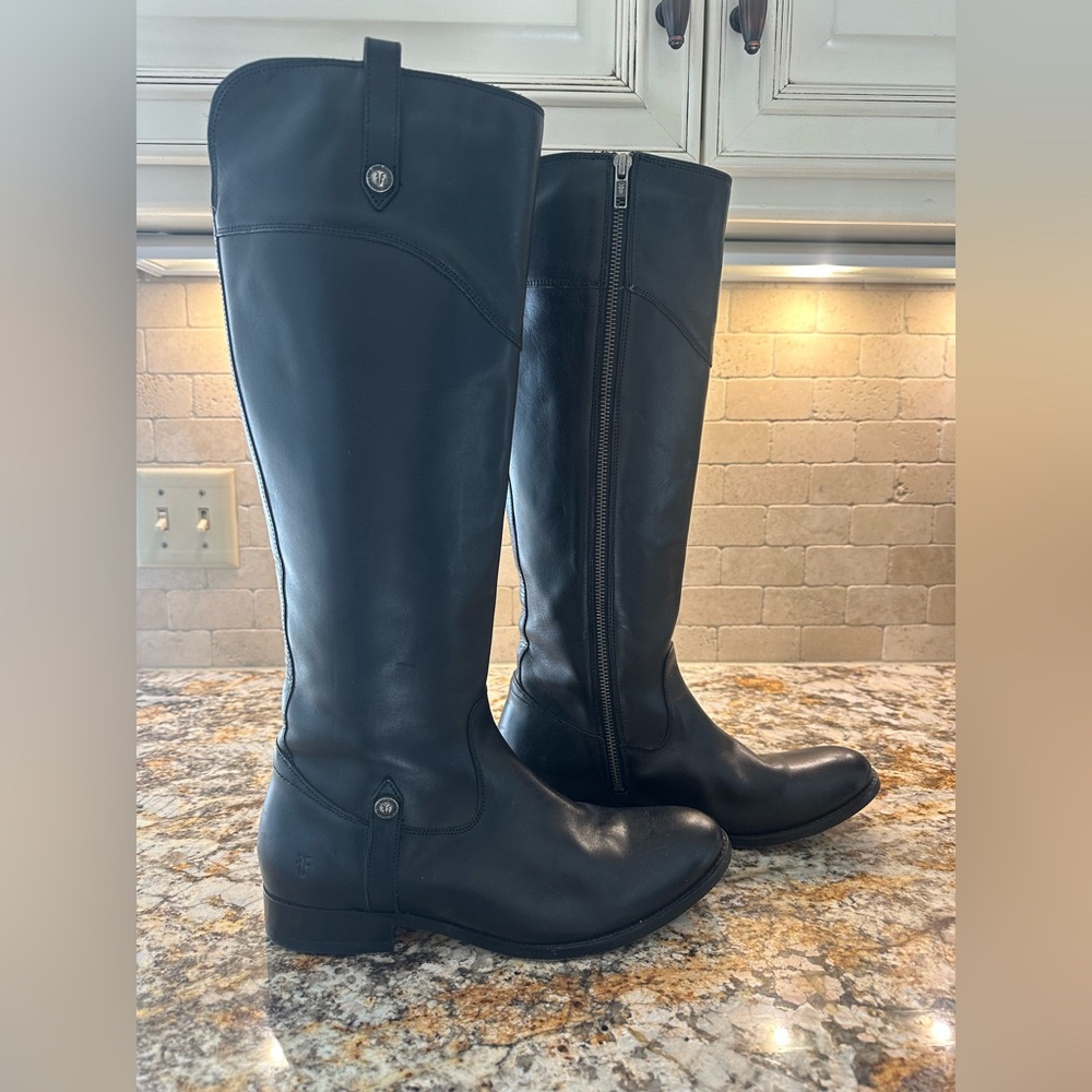 FRYE Boots - Black knee high - low heal - excellent used condition